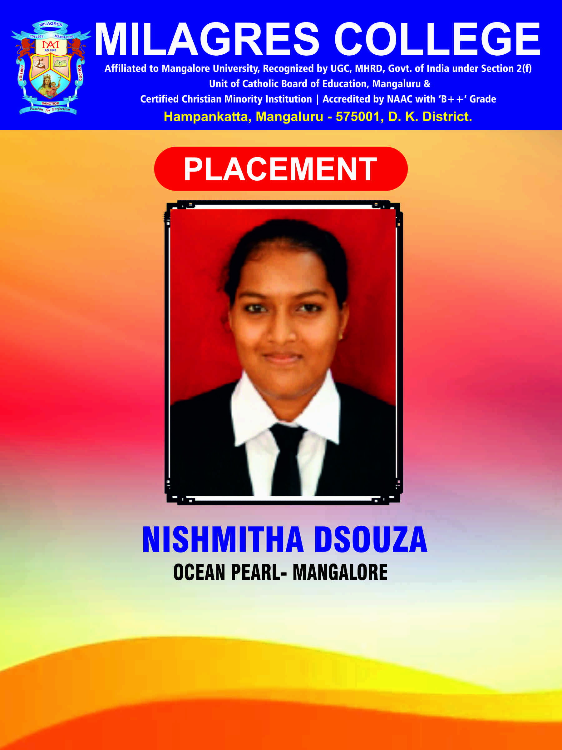 Successfully placed student